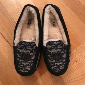 UGG black lace slipper